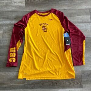 NWT Nike Dri-Fit USC Trojans Shirt Mens‎ XL Gold Red Dri-FIT Long Sleeve NCAA